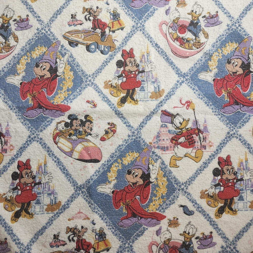 Vintage Disney Blanket Topper 80s 90s Mickey Mouse Goofy Magic Kingdom